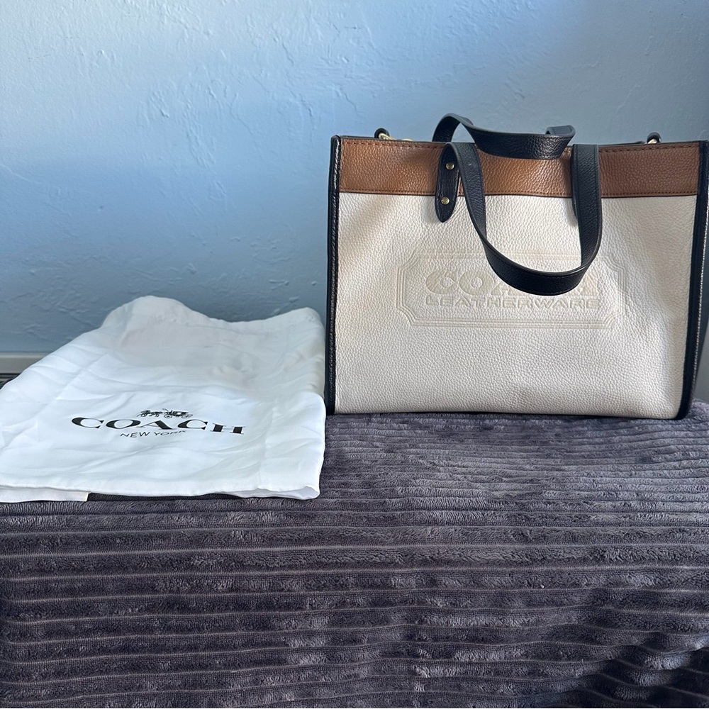 Coach Canvas & Leather Tote in Cream, Brown & Black - Picture 3 of 7